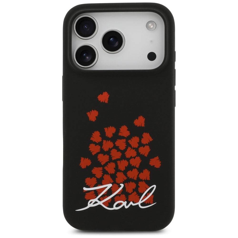 Puzdro MagSafe pre Apple iPhone 17 Pro, Karl Lagerfeld, Heart Sign Logo, Čierne