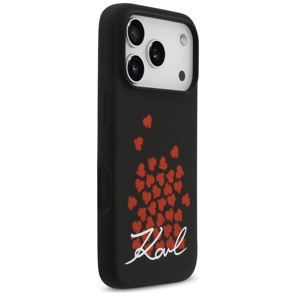 Puzdro MagSafe pre Apple iPhone 17 Pro, Karl Lagerfeld, Heart Sign Logo, Čierne