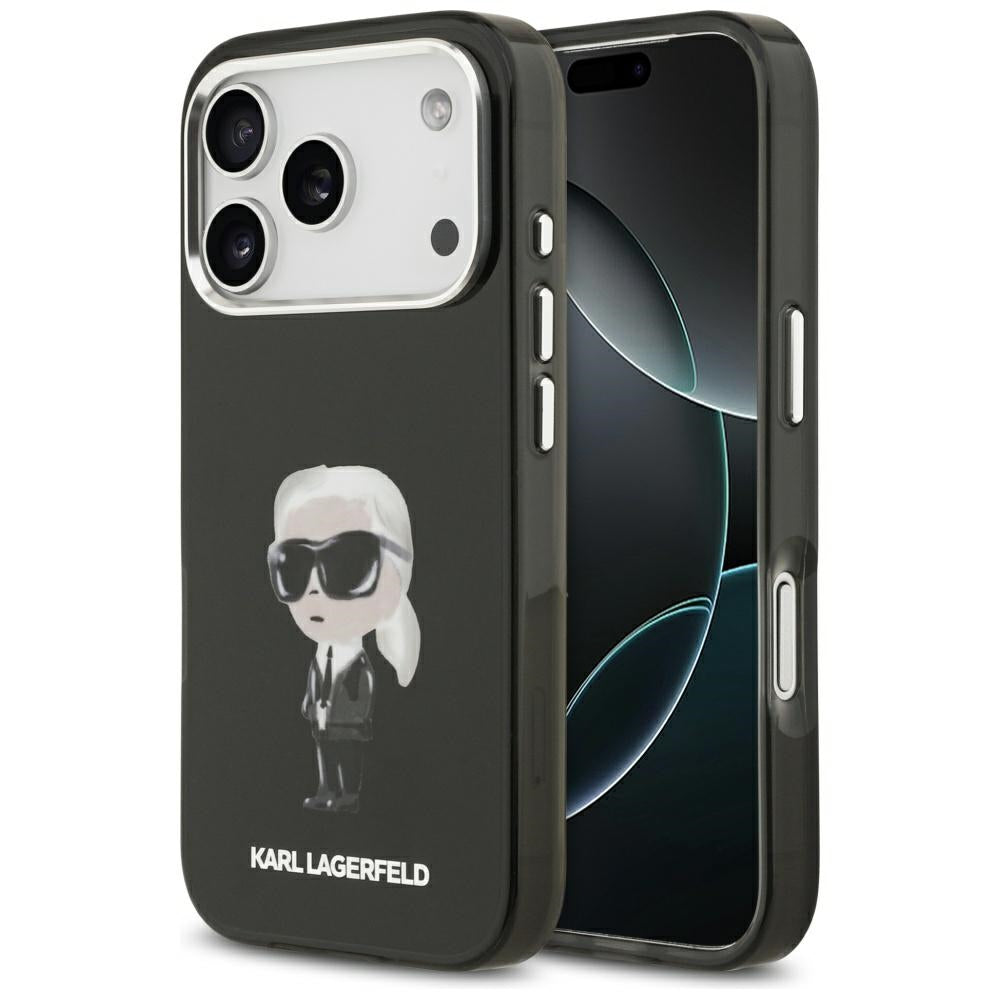 Puzdro MagSafe pre Apple iPhone 17 Pro, Karl Lagerfeld, IML Aquarelle Karl Ikonik, Čierne