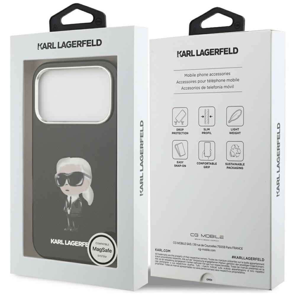 Puzdro MagSafe pre Apple iPhone 17 Pro, Karl Lagerfeld, IML Aquarelle Karl Ikonik, Čierne
