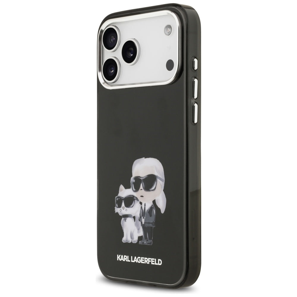 Puzdro MagSafe pre Apple iPhone 17 Pro, Karl Lagerfeld, IML Aquarelle Logo Karl & Choupette, Čierne