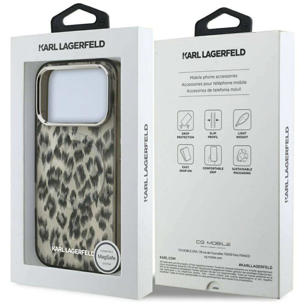 Puzdro MagSafe pre Apple iPhone 17 Pro, Karl Lagerfeld, IML Leopard Pattern, Hnedá