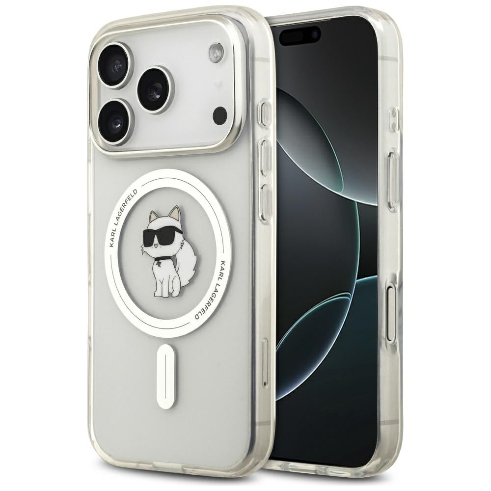 Puzdro MagSafe pre Apple iPhone 17 Pro, Karl Lagerfeld, IML Logo Choupette, Priehľadné