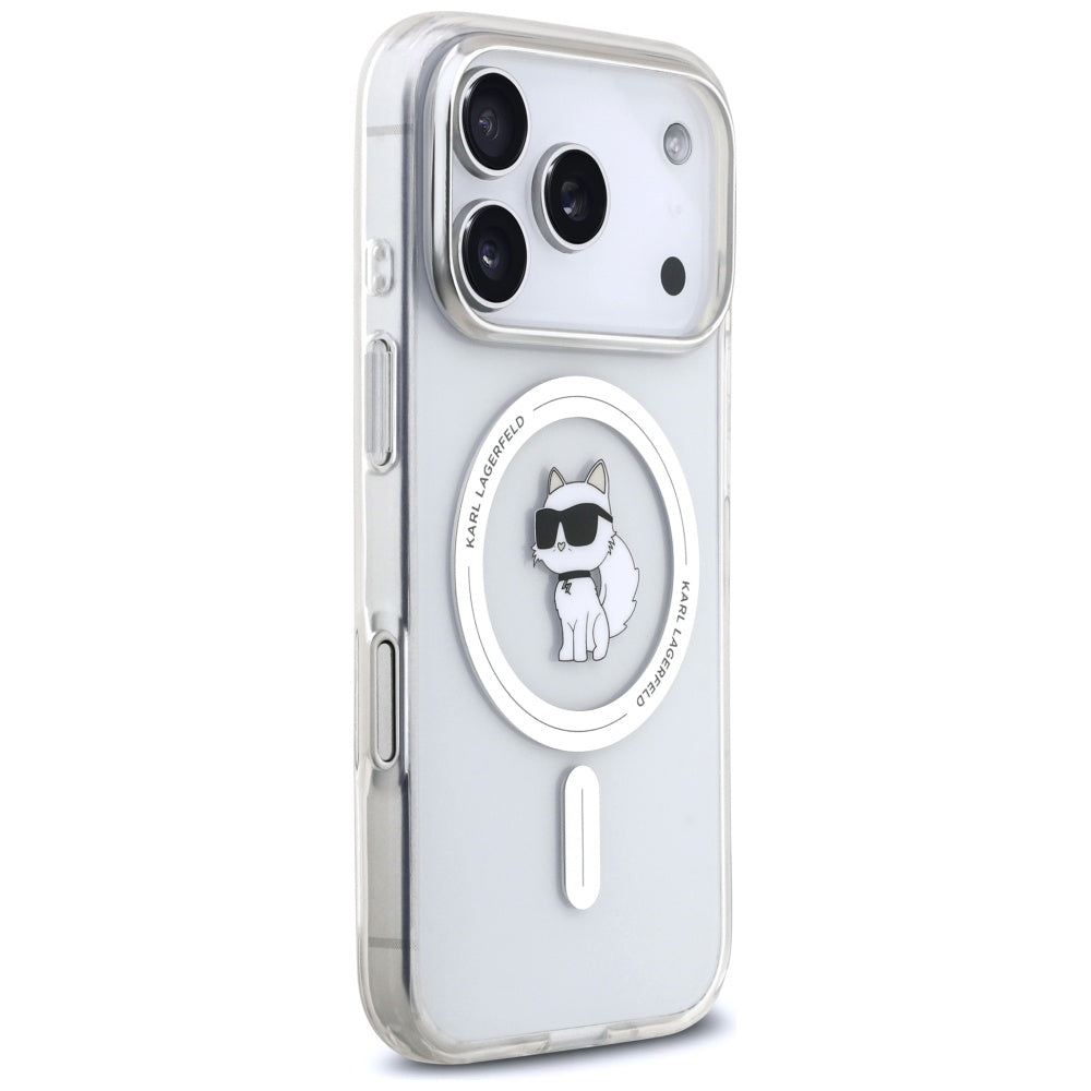 Puzdro MagSafe pre Apple iPhone 17 Pro, Karl Lagerfeld, IML Logo Choupette, Priehľadné