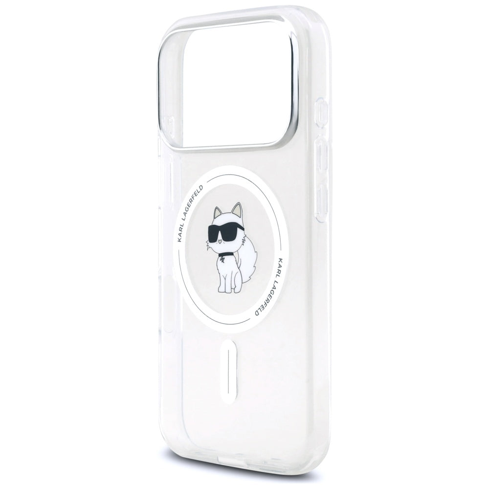 Puzdro MagSafe pre Apple iPhone 17 Pro, Karl Lagerfeld, IML Logo Choupette, Priehľadné