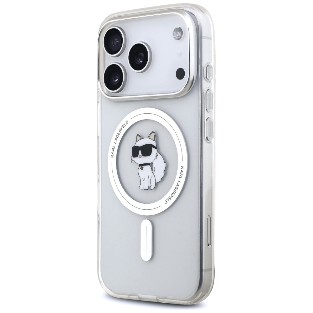 Puzdro MagSafe pre Apple iPhone 17 Pro, Karl Lagerfeld, IML Logo Choupette, Priehľadné