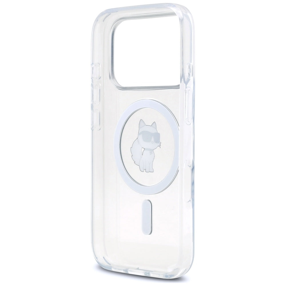 Puzdro MagSafe pre Apple iPhone 17 Pro, Karl Lagerfeld, IML Logo Choupette, Priehľadné