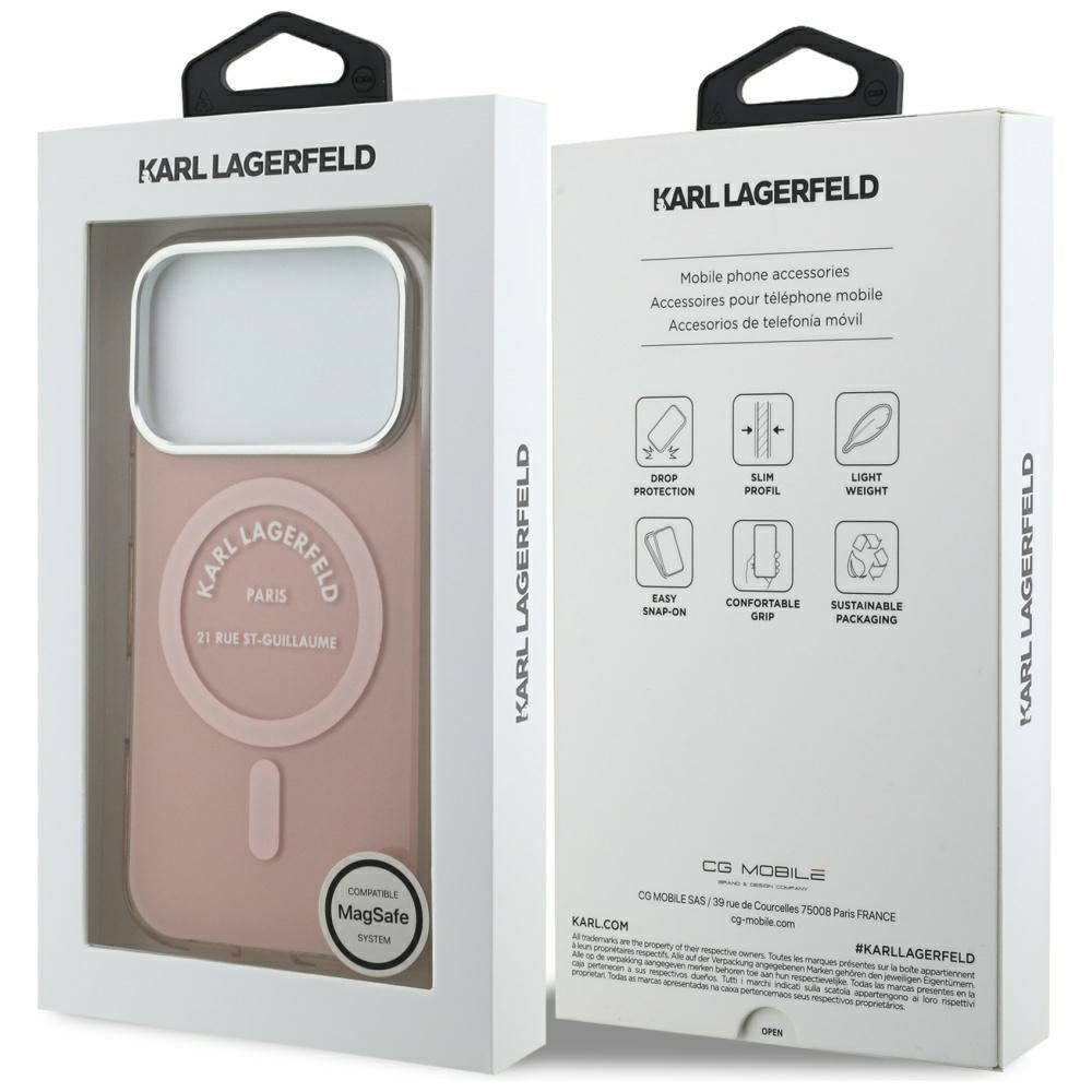 Puzdro MagSafe pre Apple iPhone 17 Pro, Karl Lagerfeld, IML Logo RSG, Ružová