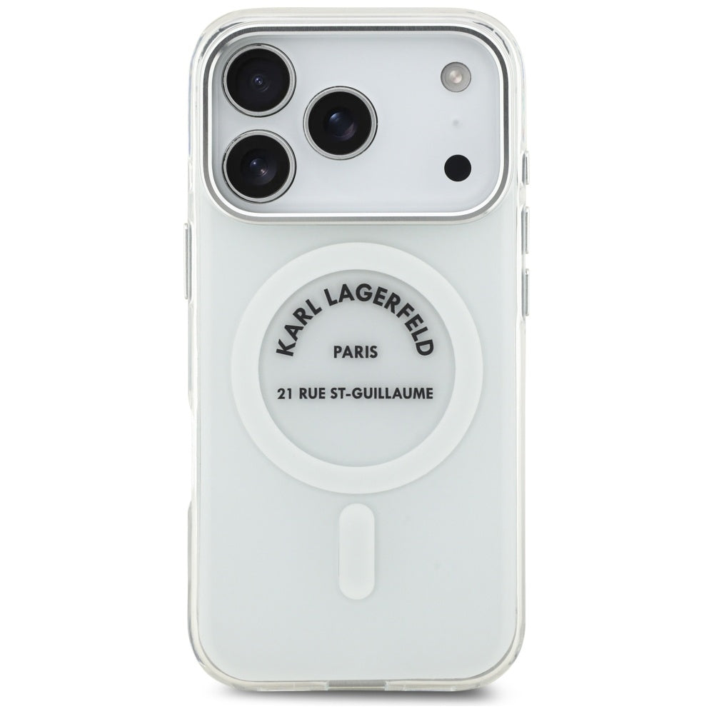 Puzdro MagSafe pre Apple iPhone 17 Pro, Karl Lagerfeld, IML Logo RSG, Priehľadné