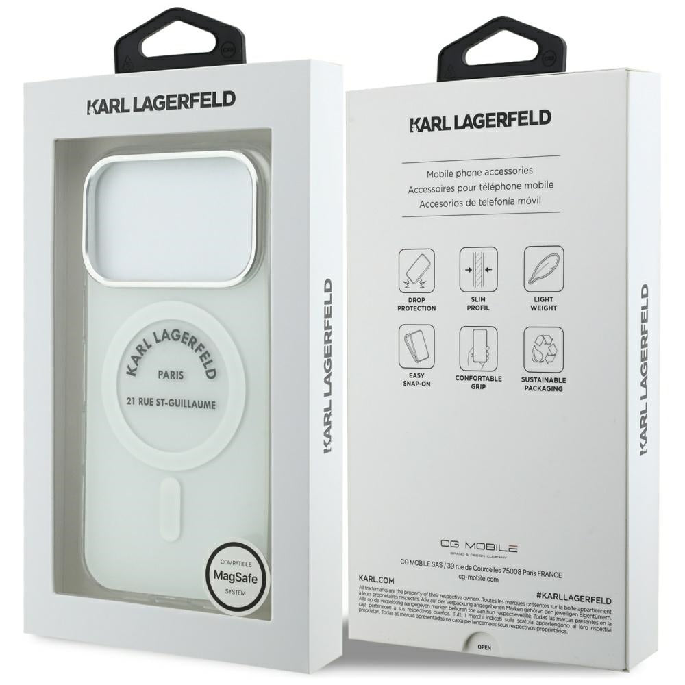 Puzdro MagSafe pre Apple iPhone 17 Pro, Karl Lagerfeld, IML Logo RSG, Priehľadné