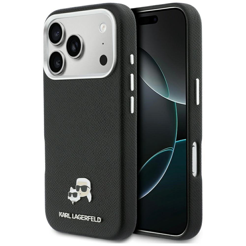 Puzdro MagSafe pre Apple iPhone 17 Pro, Karl Lagerfeld, Karl & Choupette Head's Pin, Čierne
