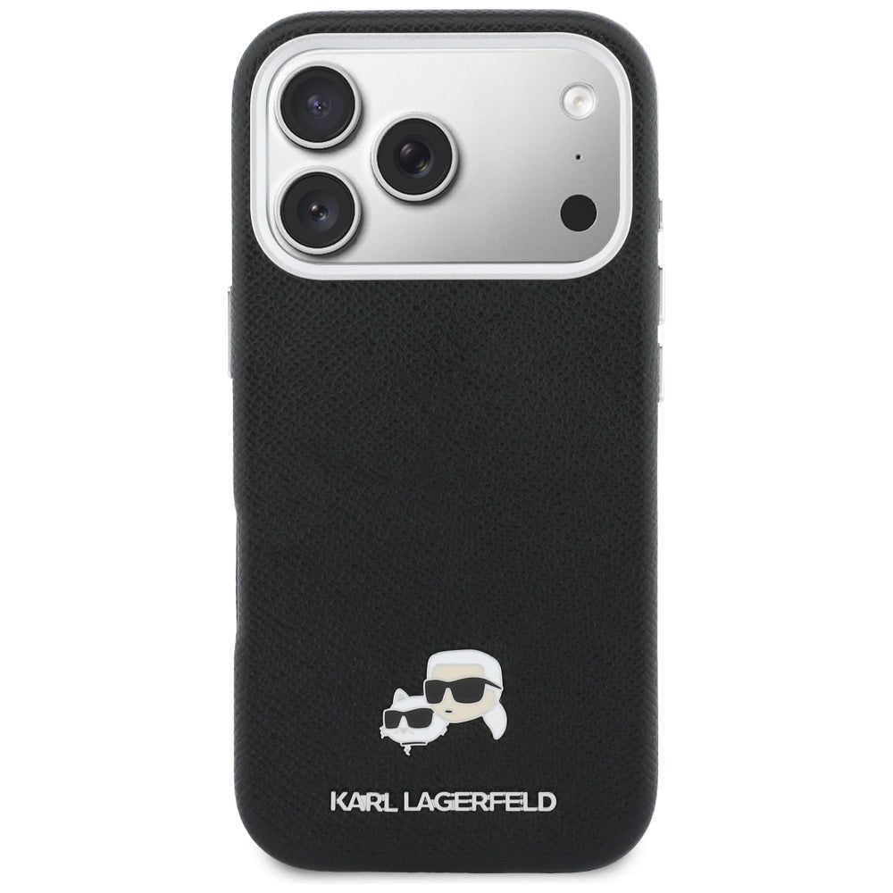 Puzdro MagSafe pre Apple iPhone 17 Pro, Karl Lagerfeld, Karl & Choupette Head's Pin, Čierne