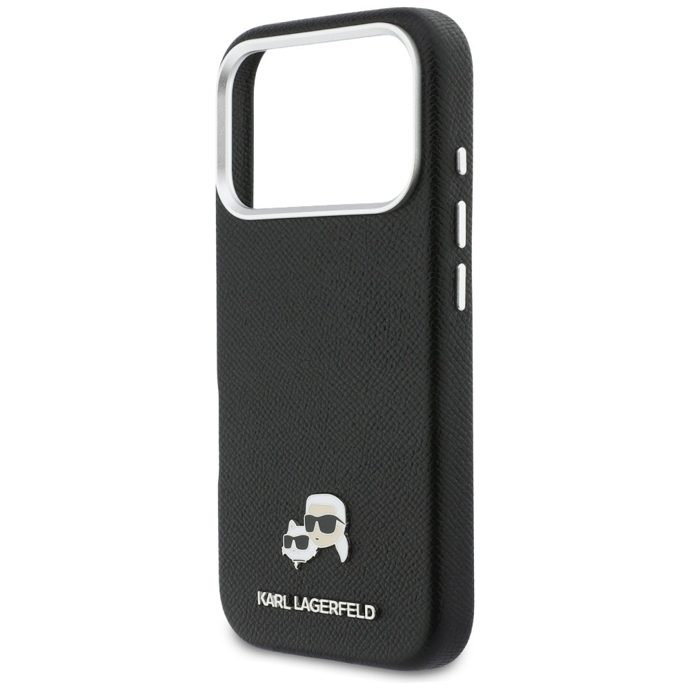 Puzdro MagSafe pre Apple iPhone 17 Pro, Karl Lagerfeld, Karl & Choupette Head's Pin, Čierne