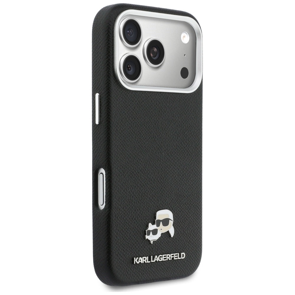 Puzdro MagSafe pre Apple iPhone 17 Pro, Karl Lagerfeld, Karl & Choupette Head's Pin, Čierne