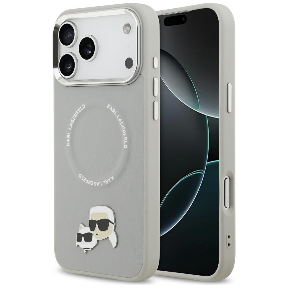 Puzdro MagSafe pre Apple iPhone 17 Pro, Karl Lagerfeld, Karl & Choupette Pins, Sivá