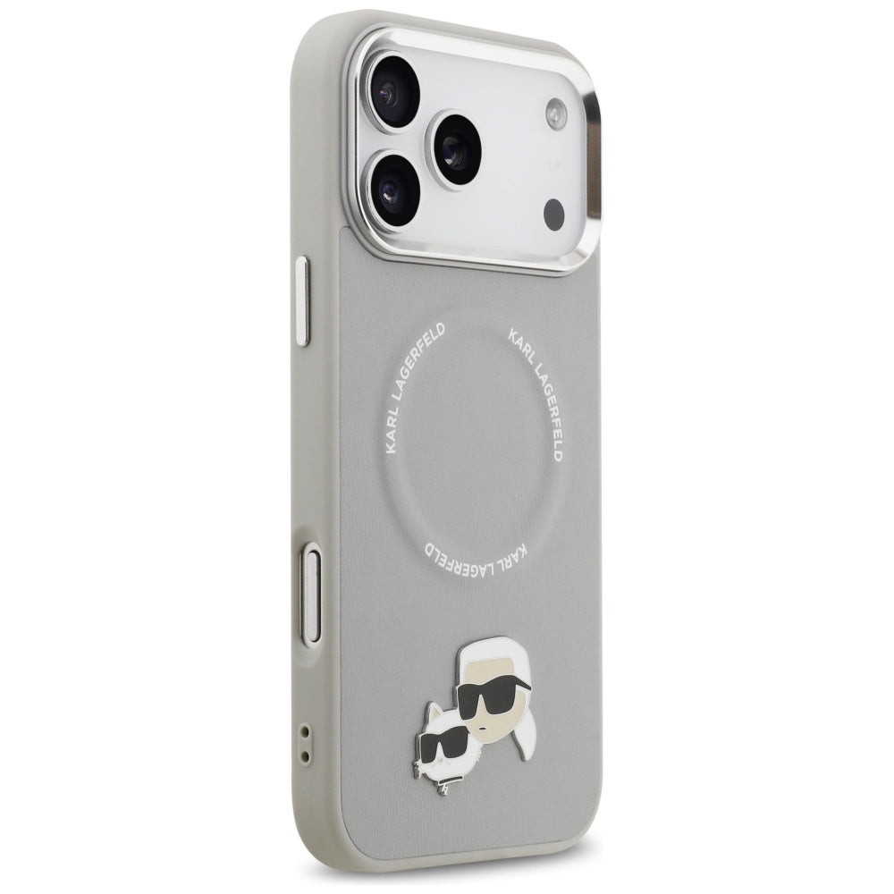Puzdro MagSafe pre Apple iPhone 17 Pro, Karl Lagerfeld, Karl & Choupette Pins, Sivá