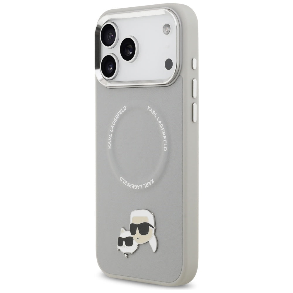Puzdro MagSafe pre Apple iPhone 17 Pro, Karl Lagerfeld, Karl & Choupette Pins, Sivá