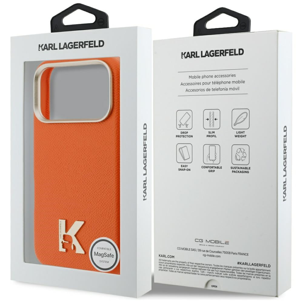 Puzdro MagSafe pre Apple iPhone 17 Pro, Karl Lagerfeld, Karl Head Logo, Oranžové
