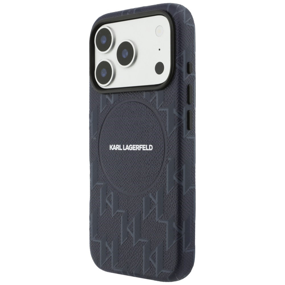 MagSafe Case for Apple iPhone 17 Pro, Karl Lagerfeld, KL Monogram Logo, Blue