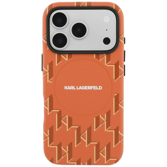 Puzdro MagSafe pre Apple iPhone 17 Pro, Karl Lagerfeld, KL Monogram Logo, Oranžové