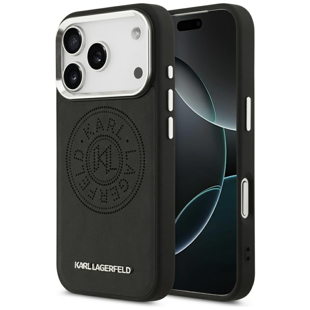 Puzdro MagSafe pre Apple iPhone 17 Pro, Karl Lagerfeld, Point & Metal Logo, Čierne