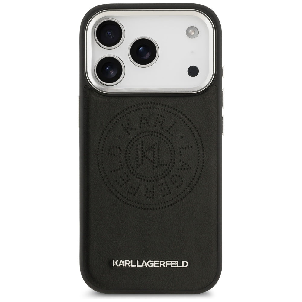 Puzdro MagSafe pre Apple iPhone 17 Pro, Karl Lagerfeld, Point & Metal Logo, Čierne