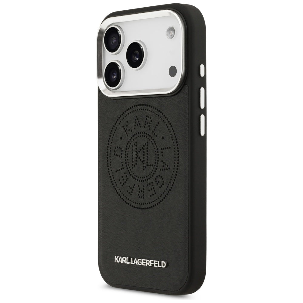 Puzdro MagSafe pre Apple iPhone 17 Pro, Karl Lagerfeld, Point & Metal Logo, Čierne