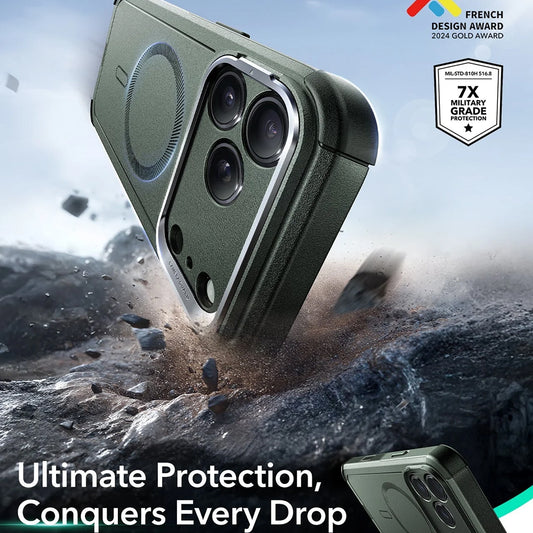 Puzdro MagSafe pre Apple iPhone 17 Pro Max, ESR, Cyber Armor Kickstand, Zelené