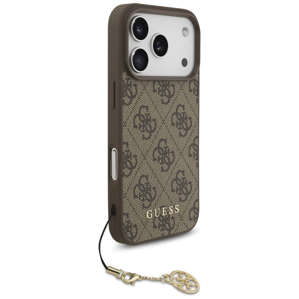 Puzdro MagSafe pre Apple iPhone 17 Pro Max, Guess, 4G Charm Cradle, Hnedá