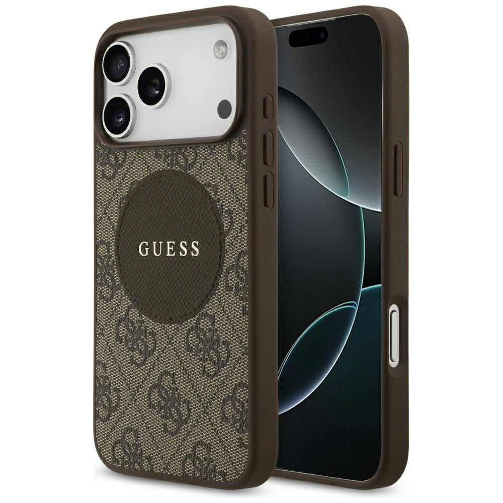 MagSafe Case for Apple iPhone 17 Pro Max, Guess, 4G Circle Classic Logo, Brown