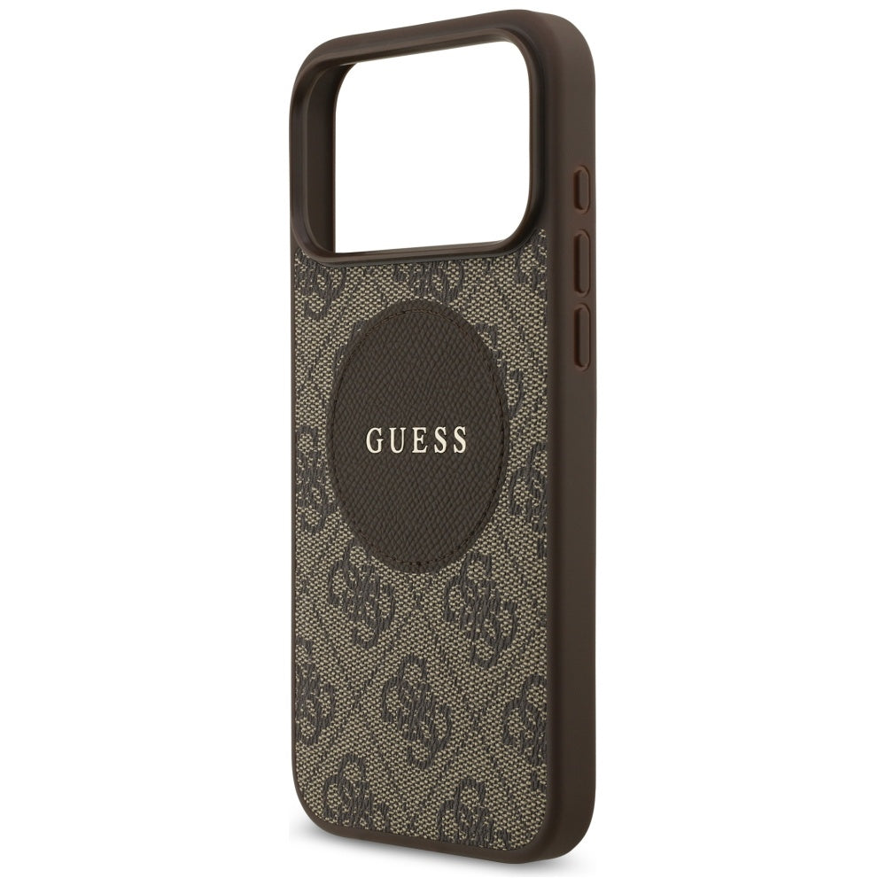 MagSafe Case for Apple iPhone 17 Pro Max, Guess, 4G Circle Classic Logo, Brown