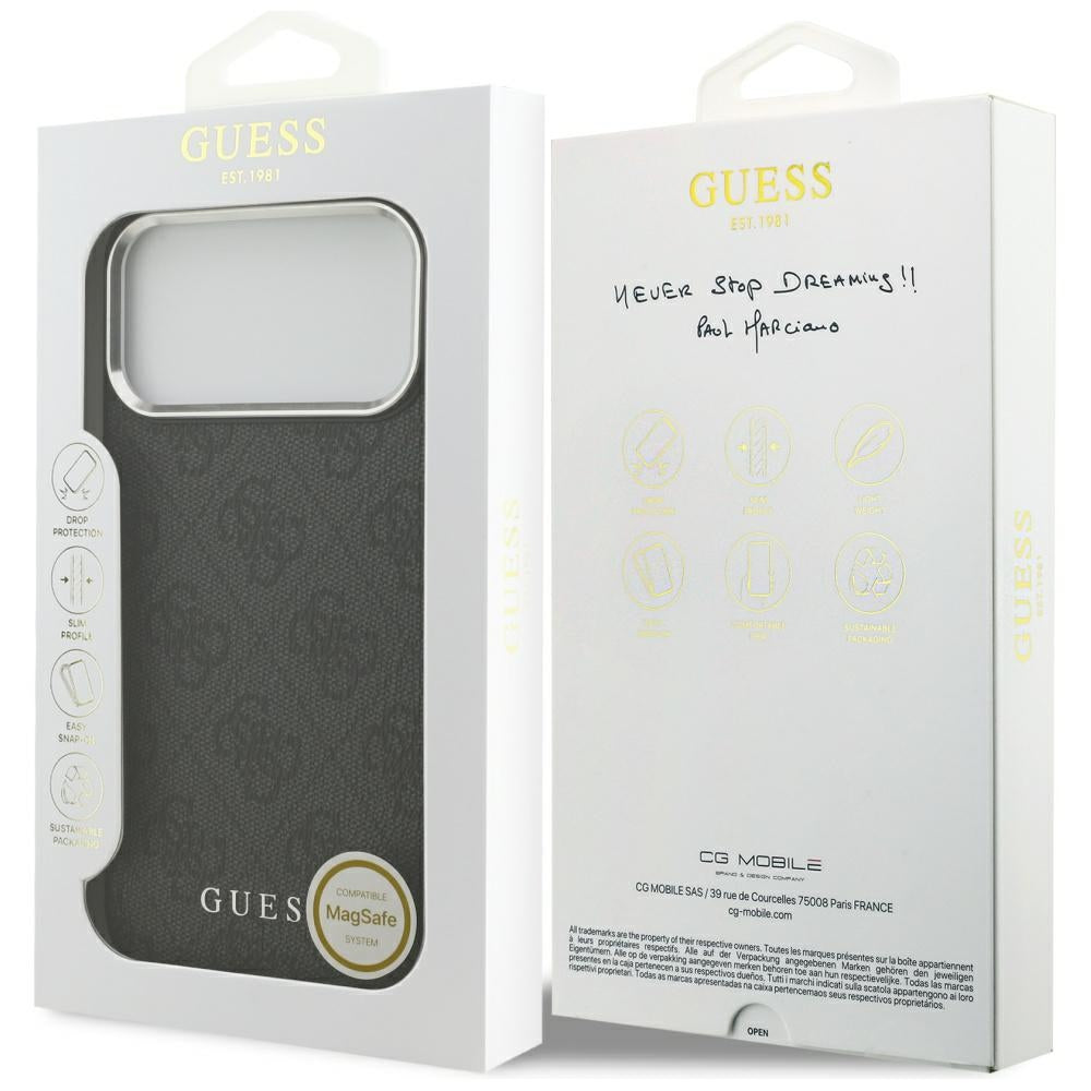 Puzdro MagSafe pre Apple iPhone 17 Pro Max, Guess, 4G Classic Logo, Čierne