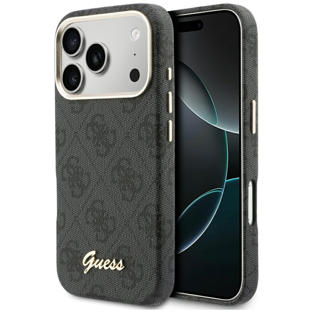 Puzdro MagSafe pre Apple iPhone 17 Pro Max, Guess, 4G Script Logo, Čierne