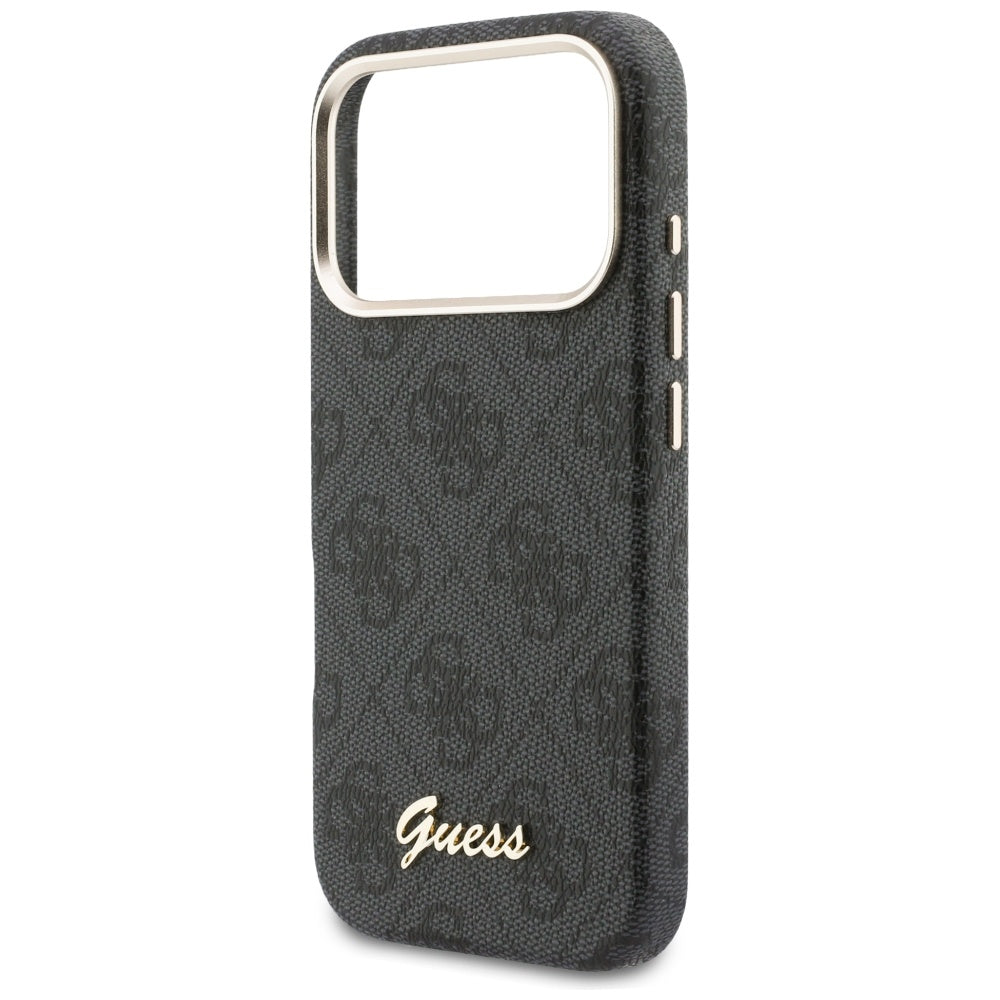 Puzdro MagSafe pre Apple iPhone 17 Pro Max, Guess, 4G Script Logo, Čierne
