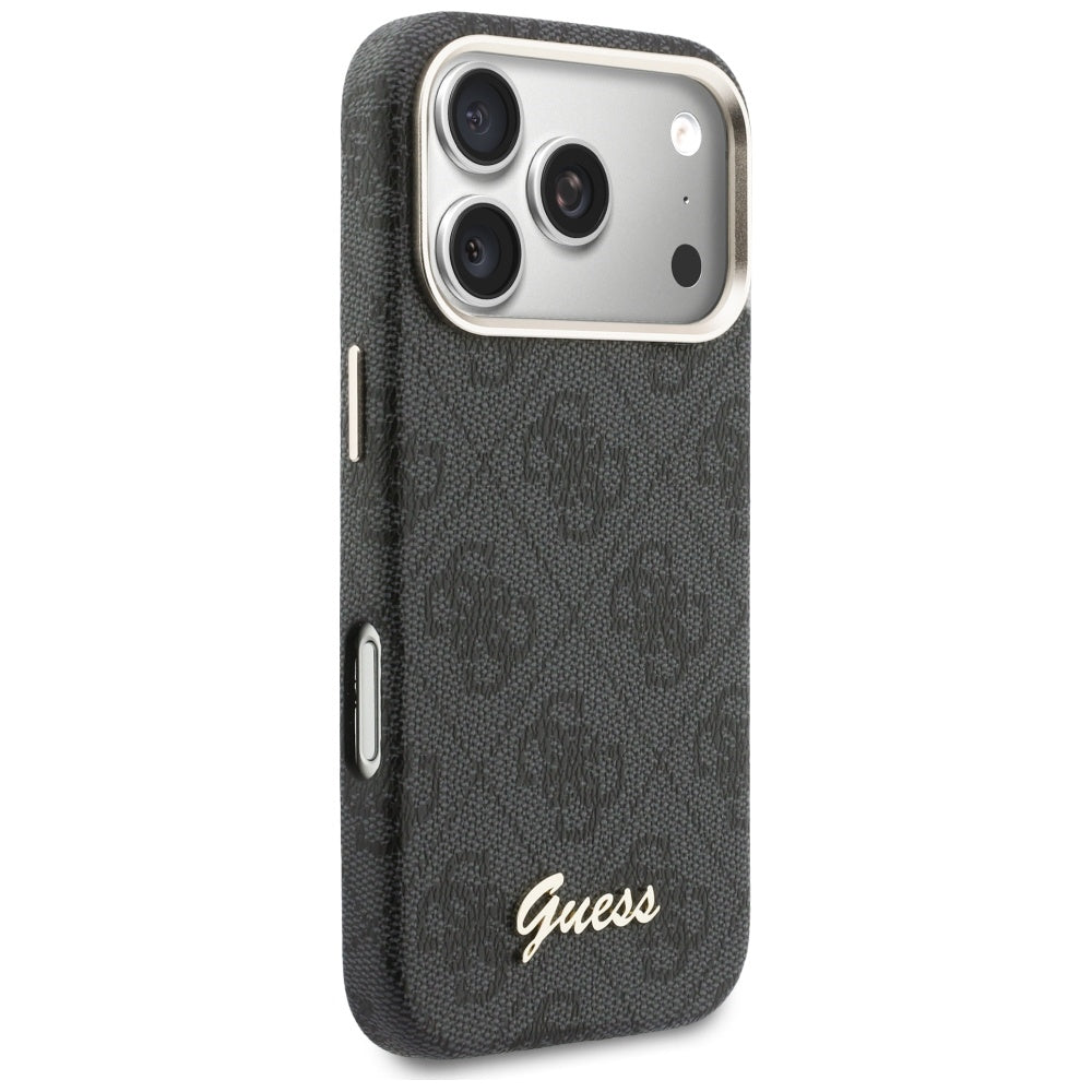 Puzdro MagSafe pre Apple iPhone 17 Pro Max, Guess, 4G Script Logo, Čierne