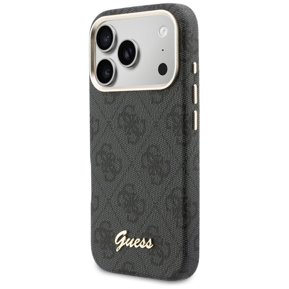 Puzdro MagSafe pre Apple iPhone 17 Pro Max, Guess, 4G Script Logo, Čierne