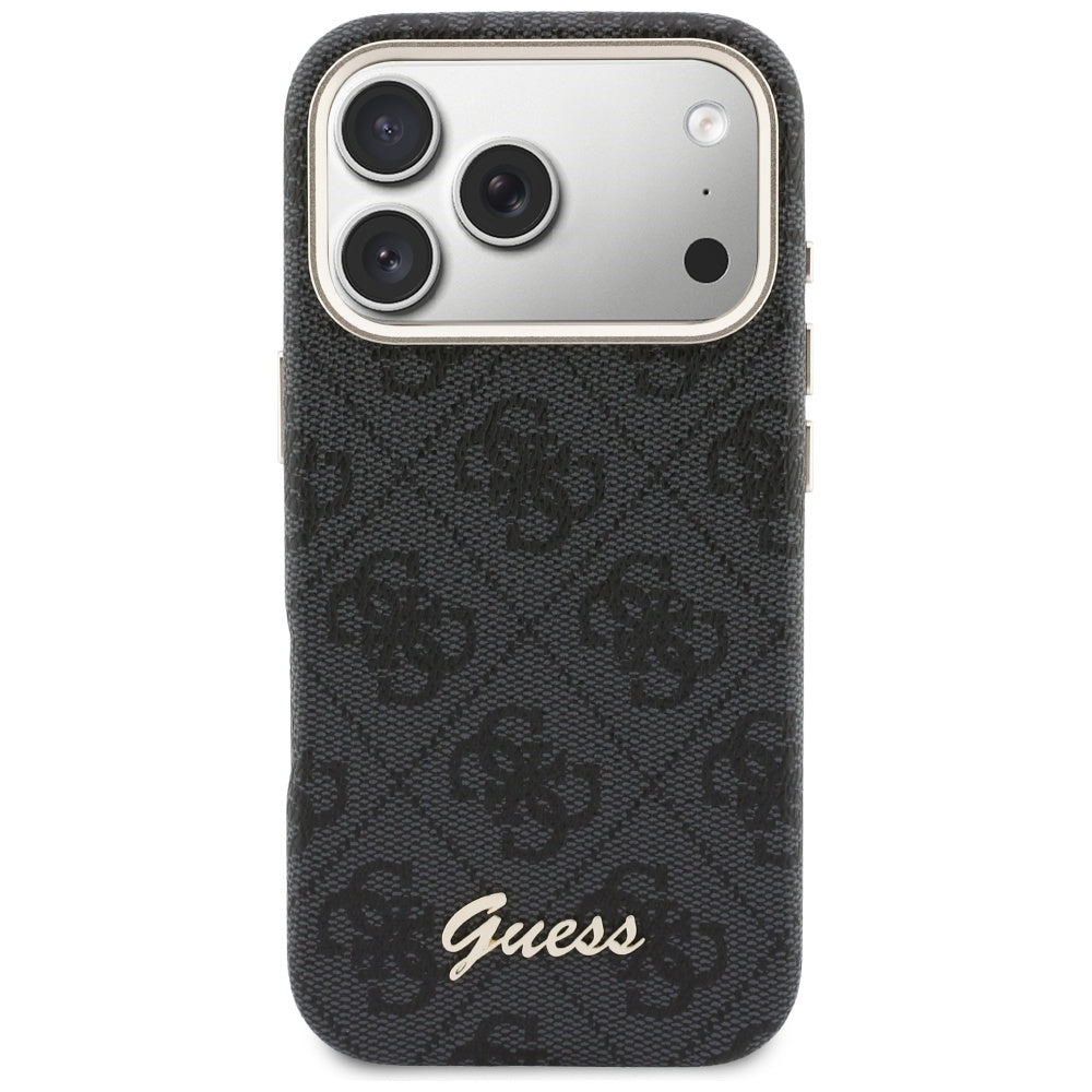 Puzdro MagSafe pre Apple iPhone 17 Pro Max, Guess, 4G Script Logo, Čierne