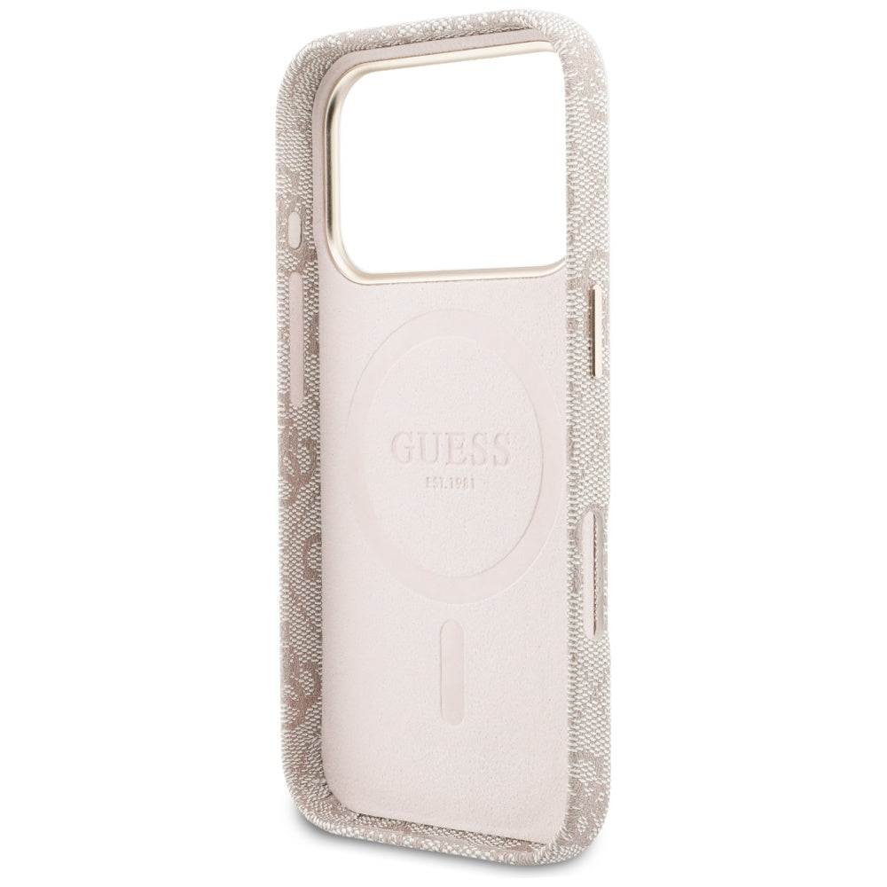 Puzdro MagSafe pre Apple iPhone 17 Pro Max, Guess, 4G Script Logo, Ružová