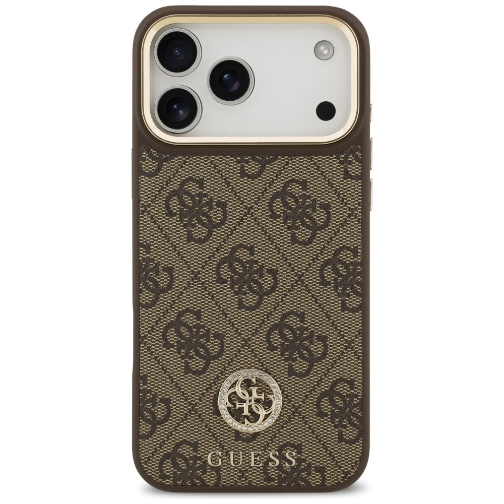 Puzdro MagSafe pre Apple iPhone 17 Pro Max, Guess, 4G Strass Logo, Hnedá