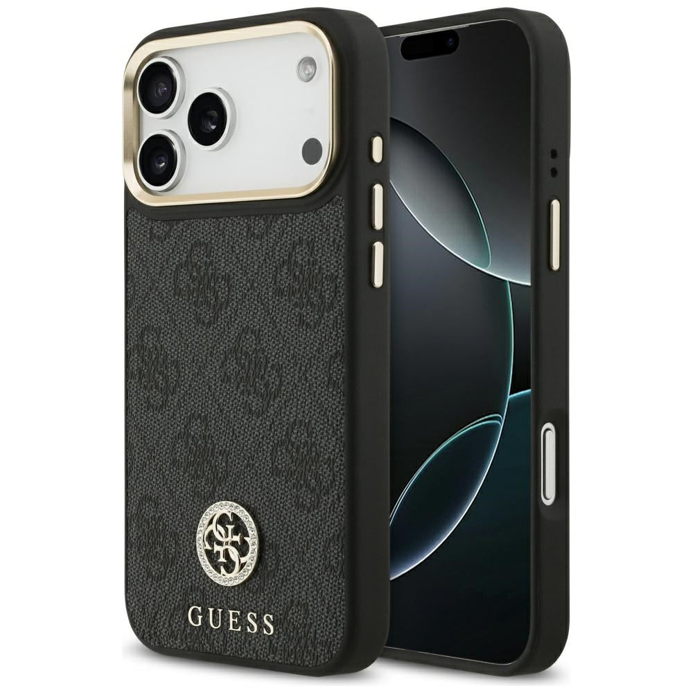 Puzdro MagSafe pre Apple iPhone 17 Pro Max, Guess, 4G Strass Logo, Čierne