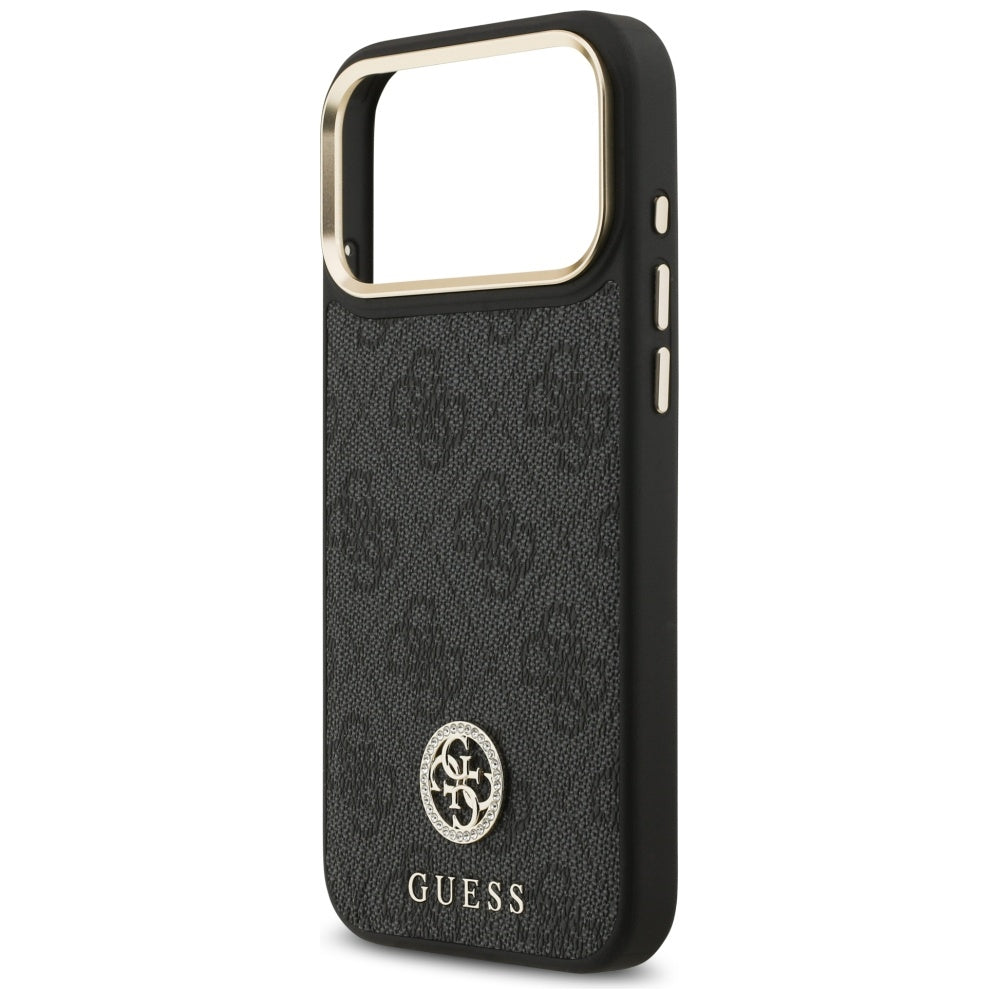 Puzdro MagSafe pre Apple iPhone 17 Pro Max, Guess, 4G Strass Logo, Čierne