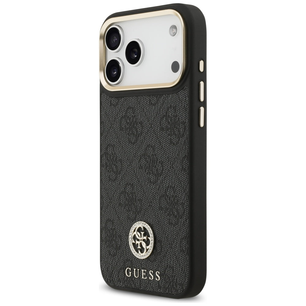 Puzdro MagSafe pre Apple iPhone 17 Pro Max, Guess, 4G Strass Logo, Čierne