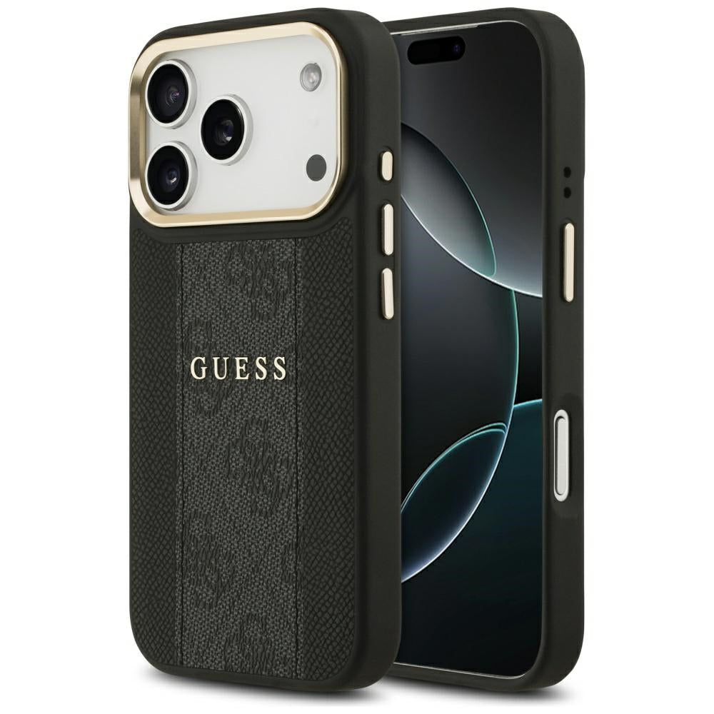 Puzdro MagSafe pre Apple iPhone 17 Pro Max, Guess, 4G Stripe, Čierne