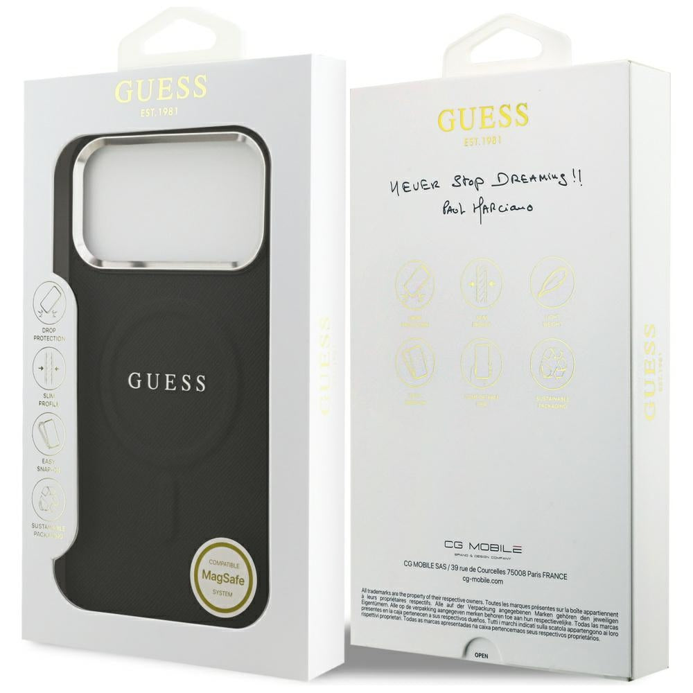 Puzdro MagSafe pre Apple iPhone 17 Pro Max, Guess, Classic Logo, Čierne