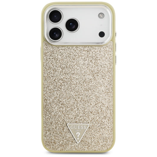 Puzdro MagSafe pre Apple iPhone 17 Pro Max, Guess, Glitter Triangle Logo, Zlaté
