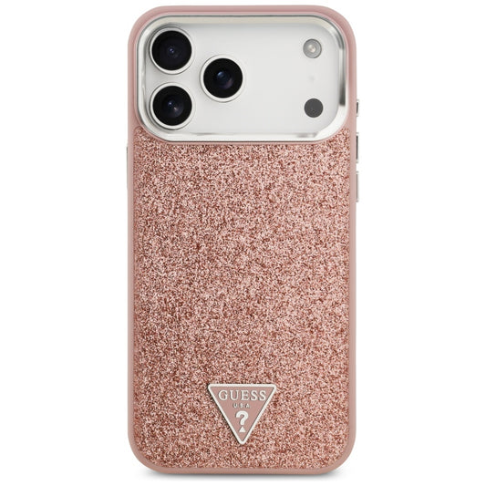 Puzdro MagSafe pre Apple iPhone 17 Pro Max, Guess, Glitter Triangle Logo, Ružová