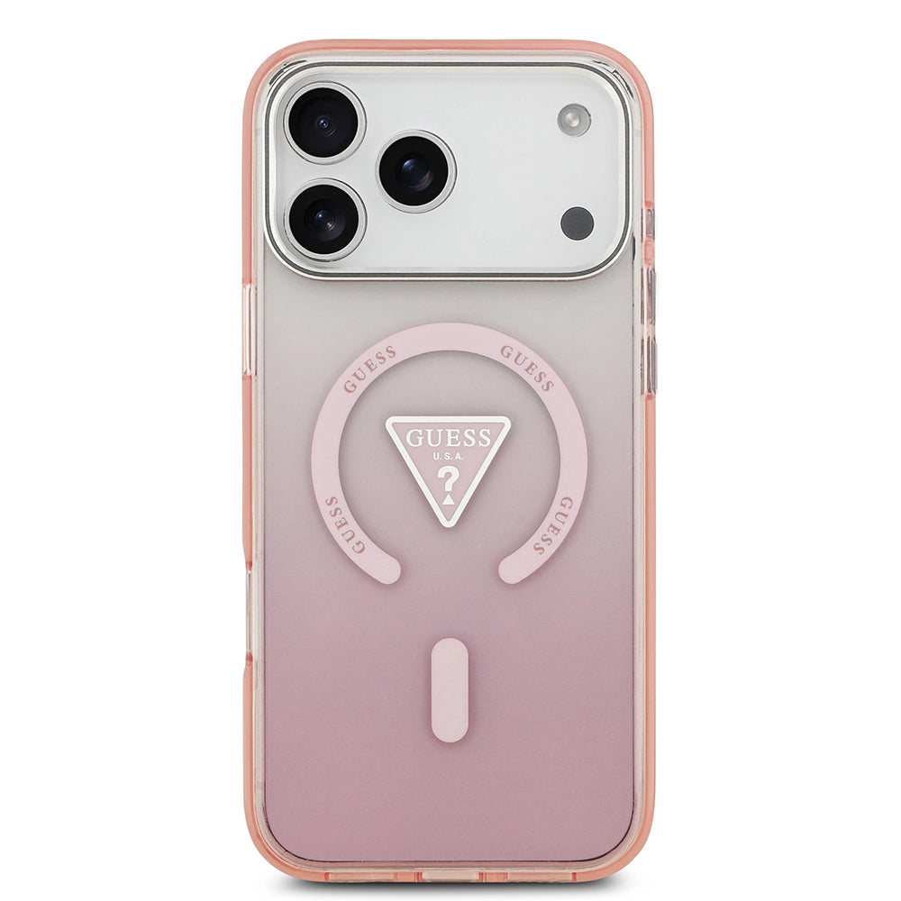 Puzdro MagSafe pre Apple iPhone 17 Pro Max, Guess, IML Gradient Triangle Logo, Ružová