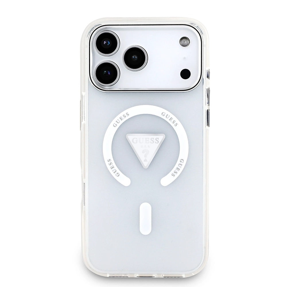 Puzdro MagSafe pre Apple iPhone 17 Pro Max, Guess, IML Gradient Triangle Logo, Transparentné