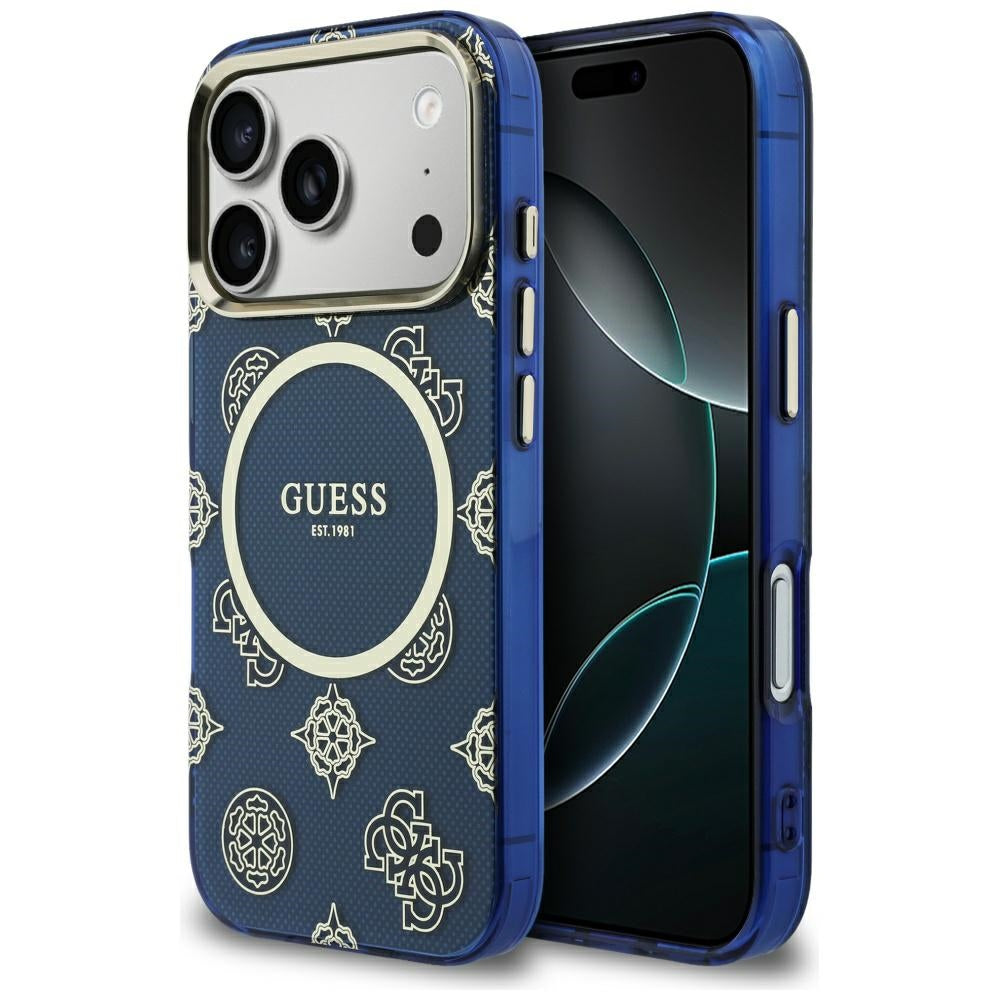 Puzdro MagSafe pre Apple iPhone 17 Pro Max, Guess, IML Peony Dot, Modrá
