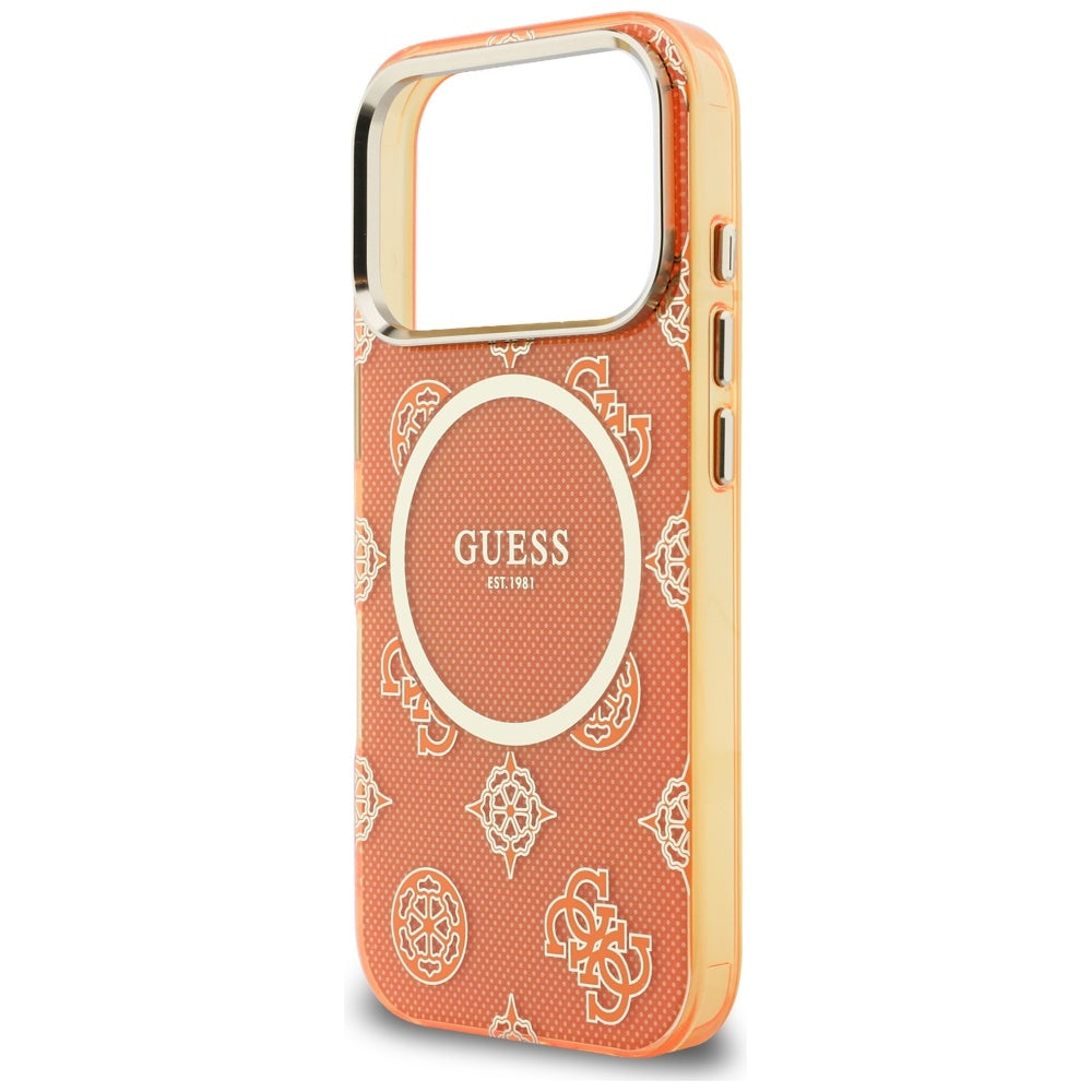 Puzdro MagSafe pre Apple iPhone 17 Pro Max, Guess, IML Peony Dot, Oranžové